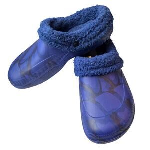 Crane Slip On Foam Shoes Men's 9/10 Fleece Sherpa Lined Blue Camo Comfort Warm